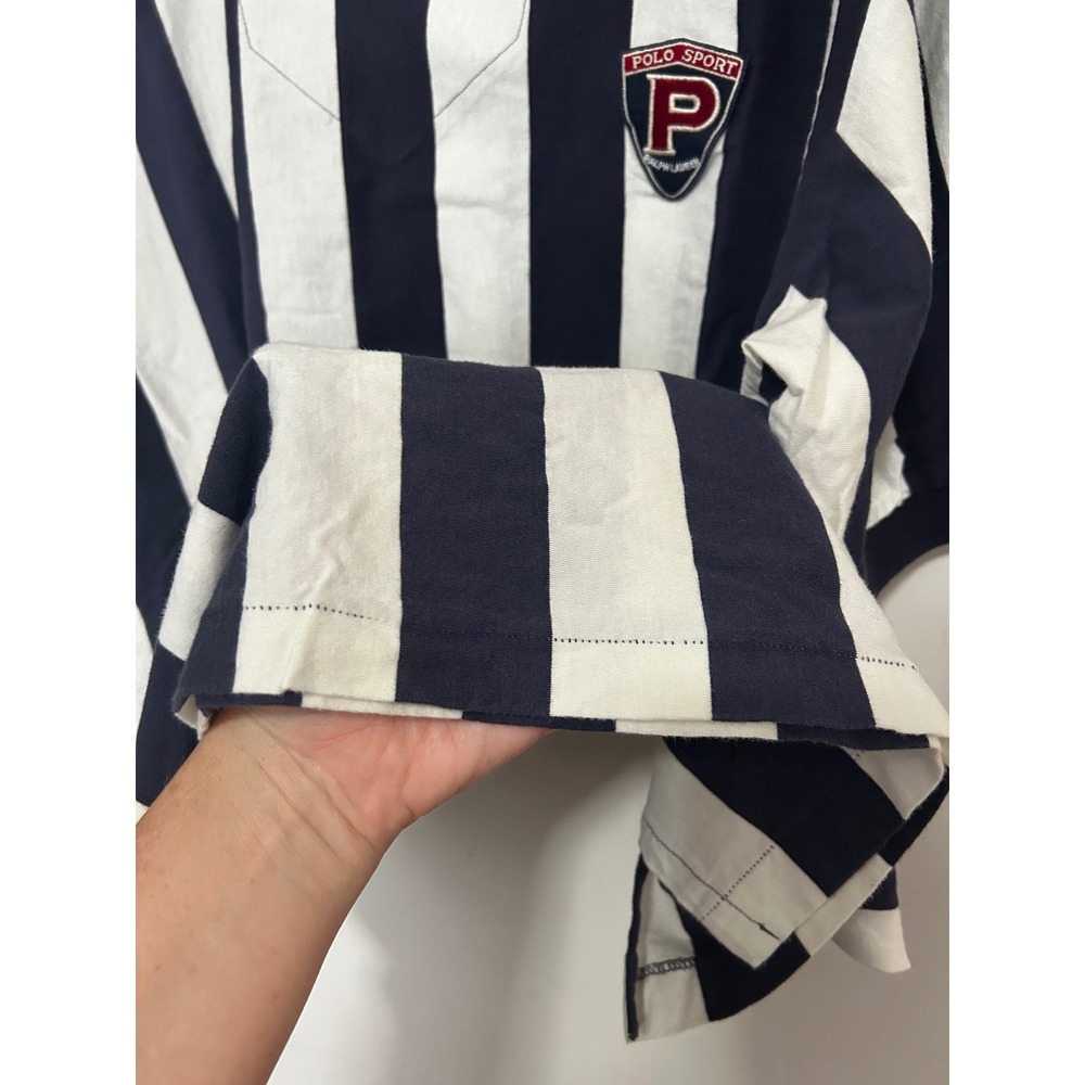 Polo Sport Ralph Lauren 1990s vertical stripe shield patch Striped Rugby Shirt - Picture 8 of 11